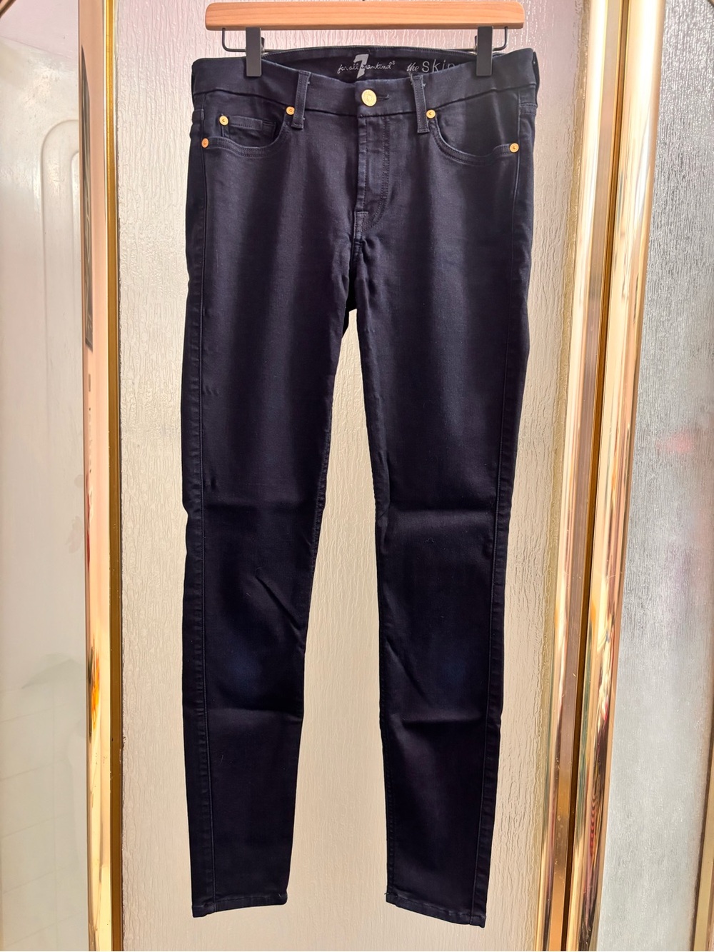 7 For All Mankind AUTHENTIC Skinny Mid-Rise Women’s Jeans Dark Navy Blue Size 30
